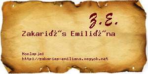 Zakariás Emiliána névjegykártya